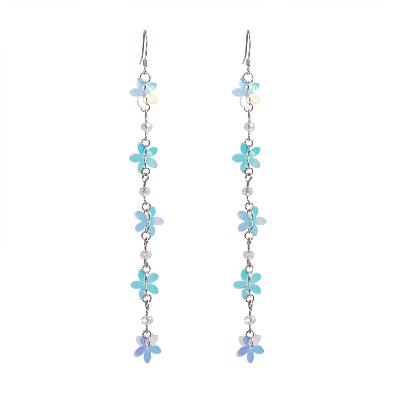 colorful flower long tassel earrings, view 5 - MRSLM