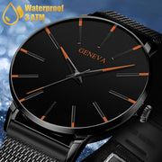 men's ultra thin black quartz watch, view 5 - MRSLM