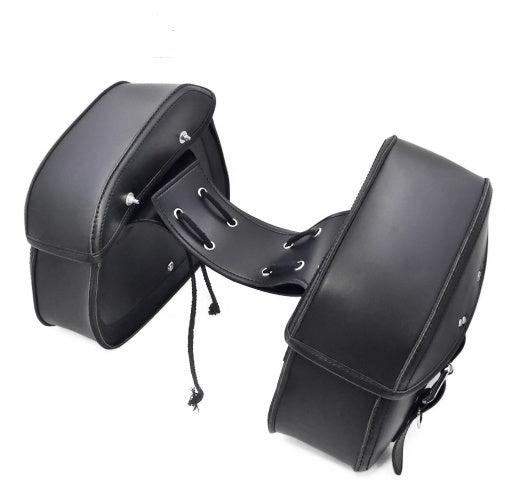 black pu leather motorcycle saddlebags, view 2 - MRSLM