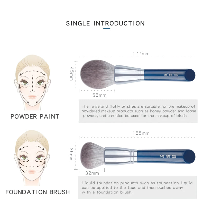 sky blue makeup brush set, view 8 - MRSLM