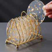Acrylic gold foil coaster set, view 9 - MRSLM