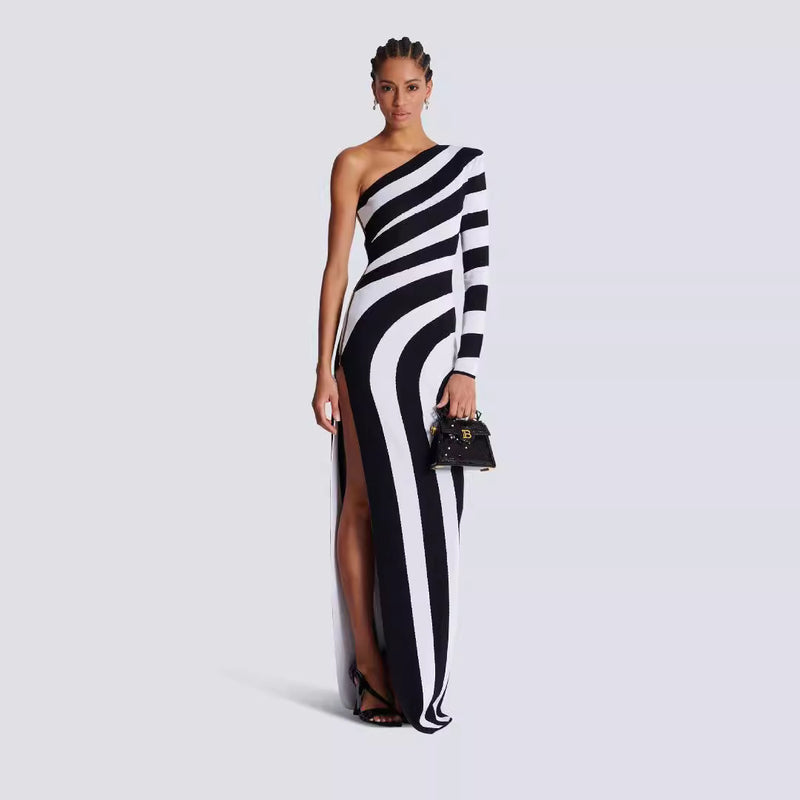 zebra stripe bandage dress - MRSLM