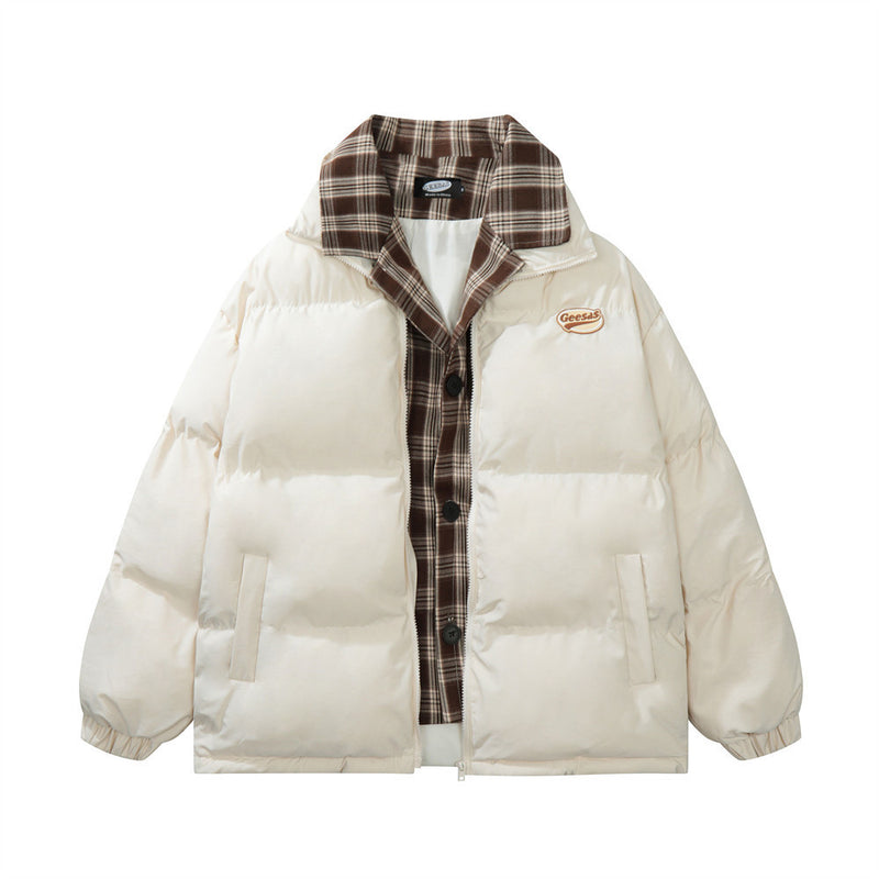 men's plaid fake two-piece padded coat - MRSLM