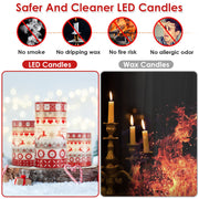 Christmas flameless LED pillar candles set of 3, view 2 - MRSLM
