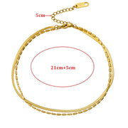 stainless steel double layer charm anklet, view 7 - MRSLM