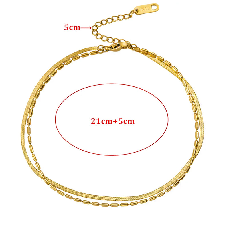 stainless steel double layer charm anklet, view 7 - MRSLM