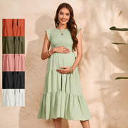 Flying sleeve pleated chiffon swing dress - MRSLM