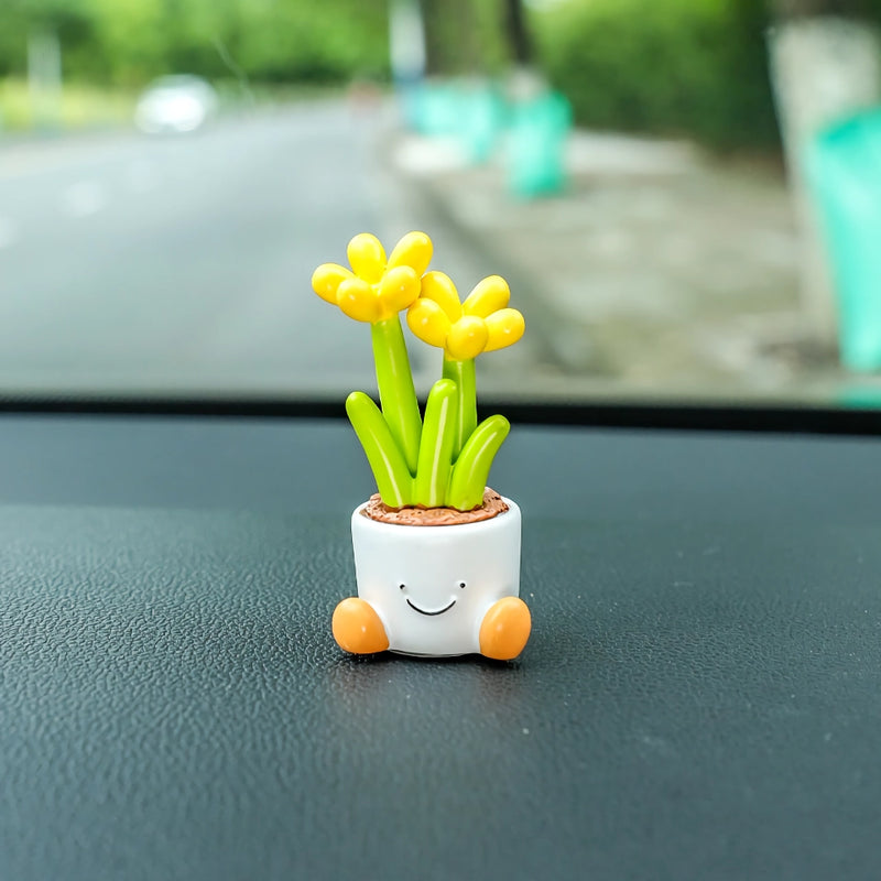 cartoon flower pot car decoration, view 4 - MRSLM