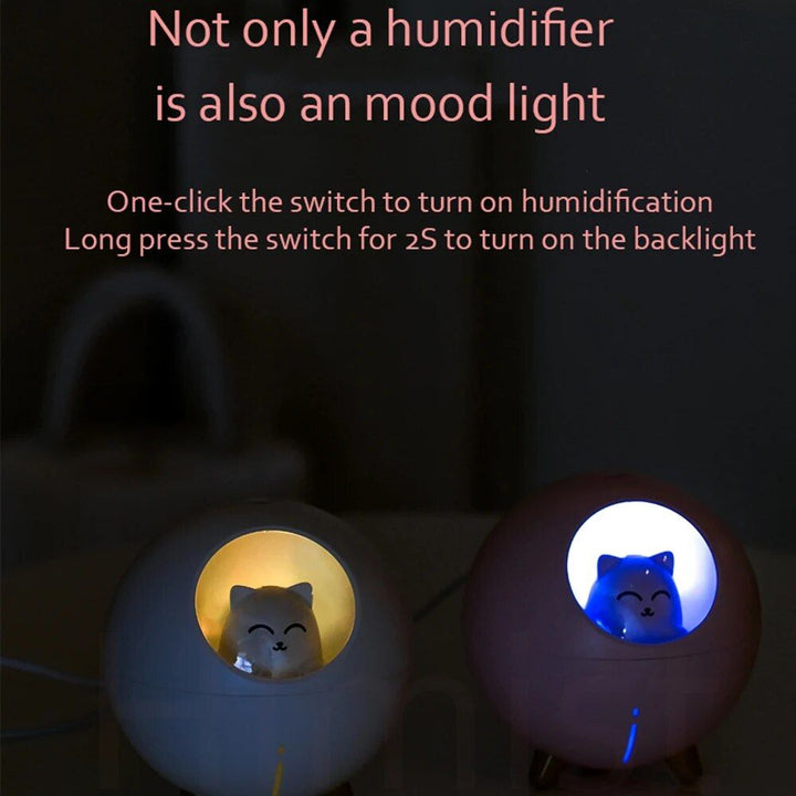 Planet Cat Ultrasonic Air Humidifier with Colorful LED Night Light