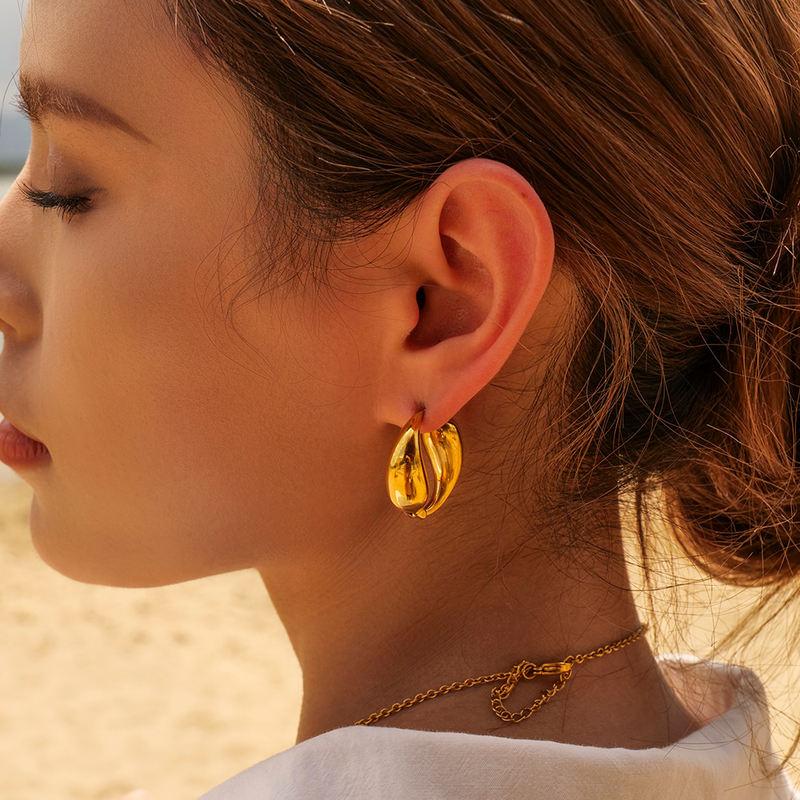 gold-plated water drop earrings, view 3 - MRSLM