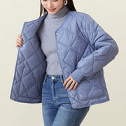rhombus quilted round-neck jacket, view 8 - MRSLM
