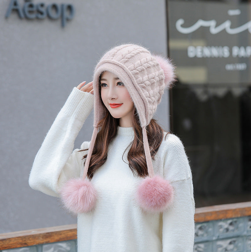 women's winter knitted hat with pom-pom, view 4 - MRSLM