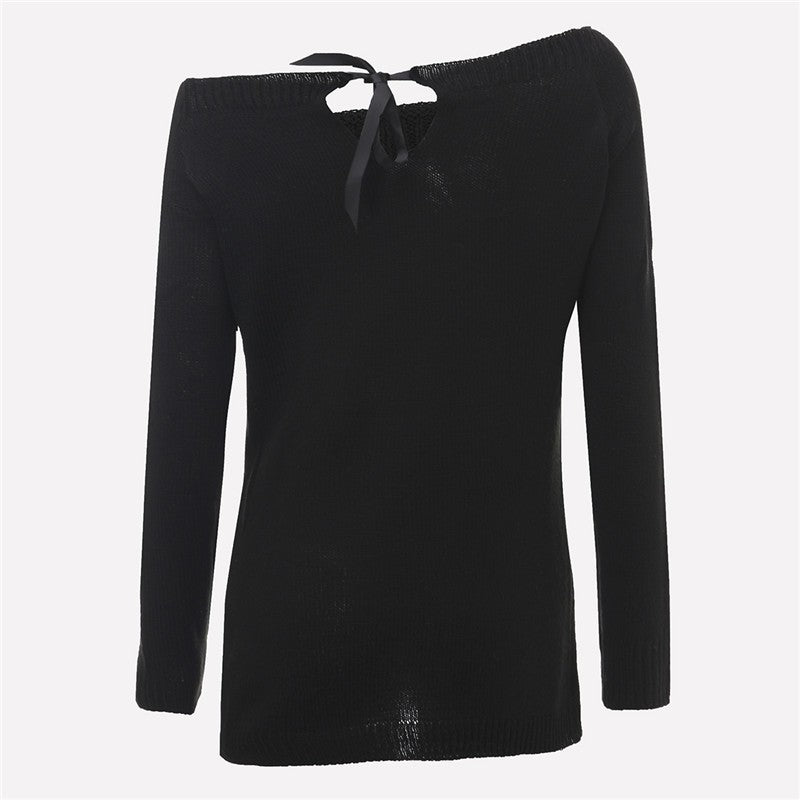 women's knitted pullover sweater, view 5 - MRSLM