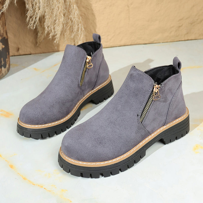 Women's suede chunky side-zip ankle boots, view 12 - MRSLM