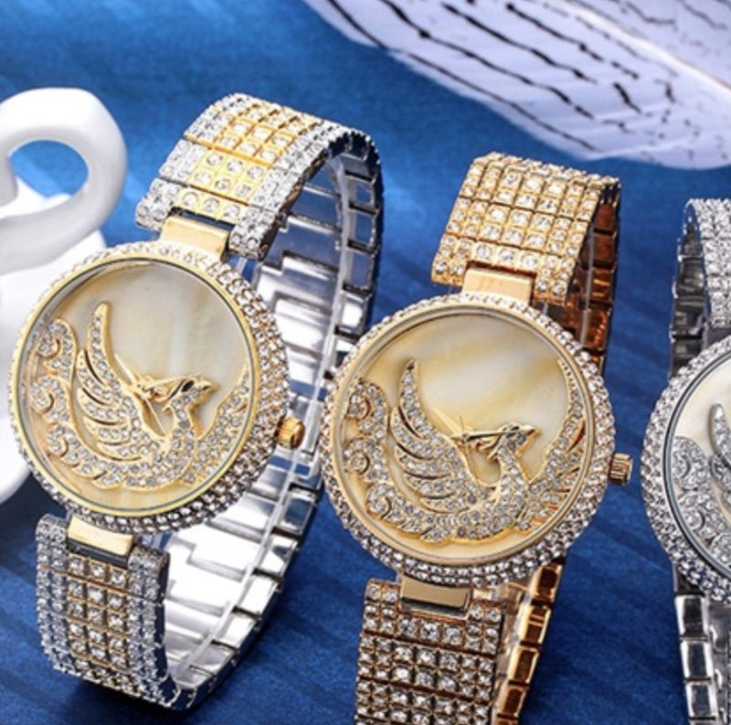 phoenix rhinestone watch, view 2 - MRSLM