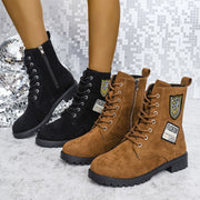 women's lace-up chunky heel boots, view 2 - MRSLM