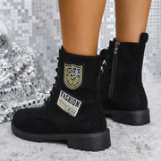 women's lace-up chunky heel boots, view 4 - MRSLM