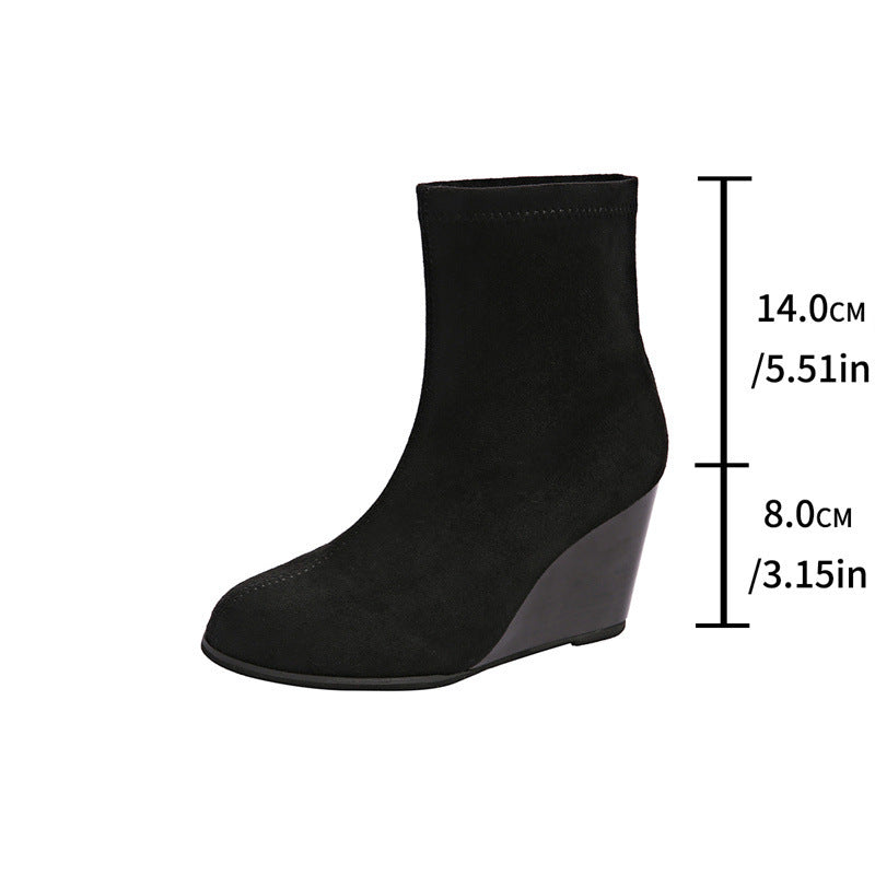 women's suede wedge boots, view 8 - MRSLM
