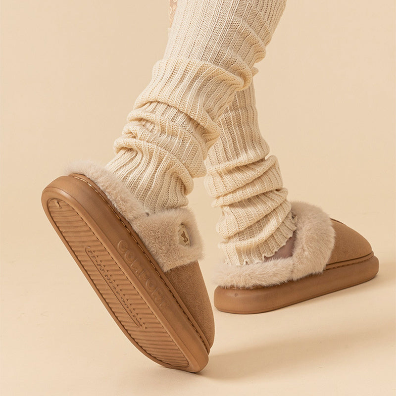 Unisex plush thick-sole house slippers, view 4 - MRSLM