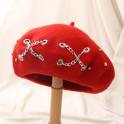 cross chain wool beret, view 7 - MRSLM