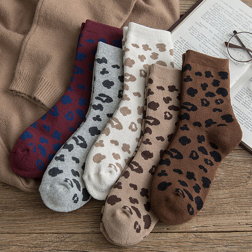 leopard print cotton terry tube socks - MRSLM