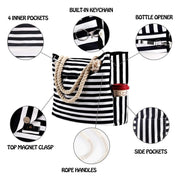 Striped canvas tote bag, view 4 - MRSLM