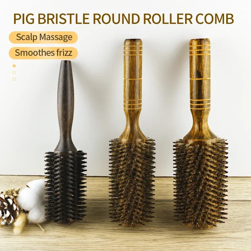 boar bristle round hair brush, view 6 - MRSLM