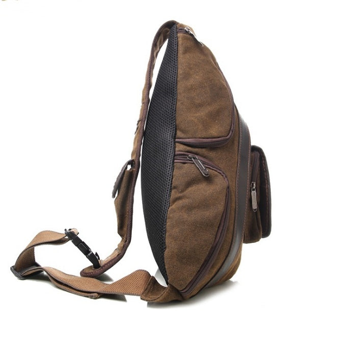 Triangle Korean Retro Washed Canvas Men's Shoulder Bag