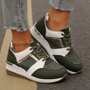 Colorblock lace-up thick-sole sneakers, view 5 - MRSLM