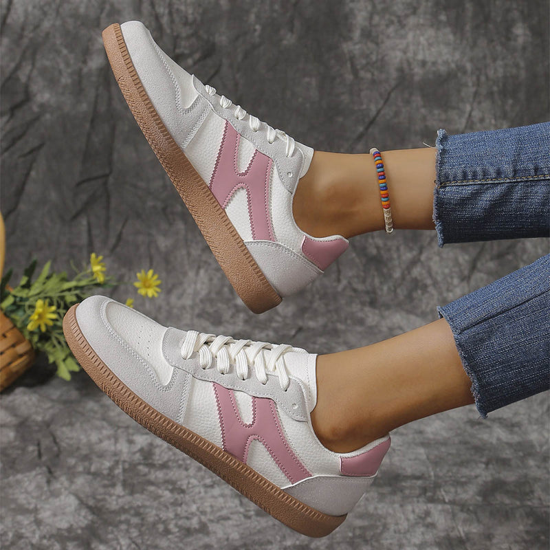 Colorblock lace-up round-toe flats, view 5 - MRSLM