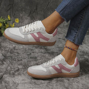 Colorblock lace-up round-toe flats, view 6 - MRSLM