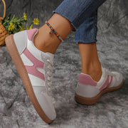 Colorblock lace-up round-toe flats, view 2 - MRSLM