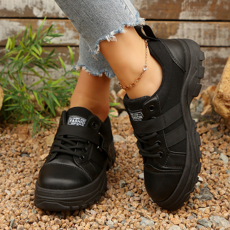 Hook design lace-up sneakers, view 4 - MRSLM