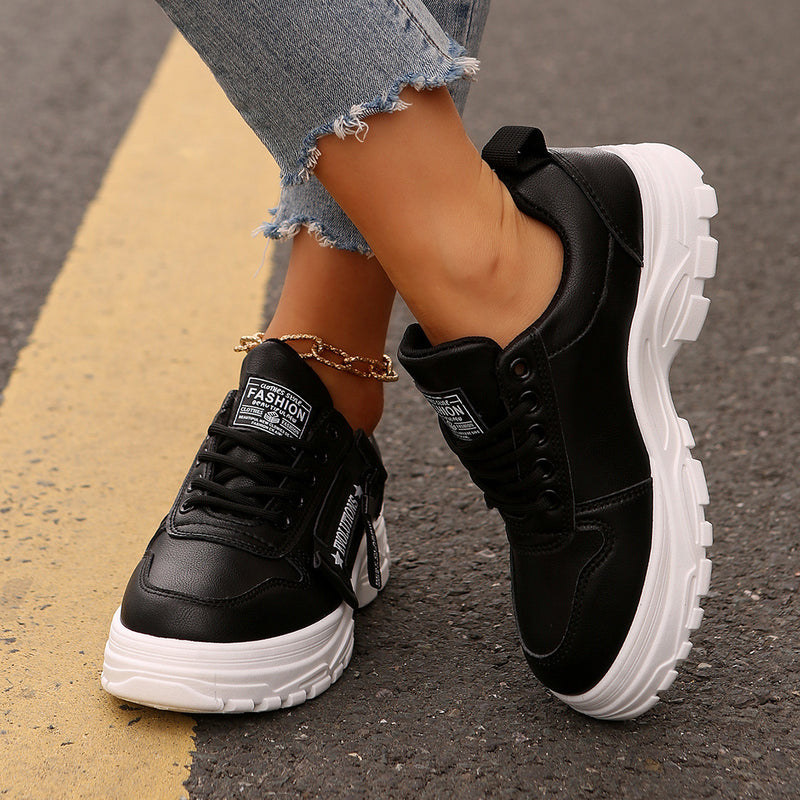 Side-zipper lace-up sneakers, view 2 - MRSLM