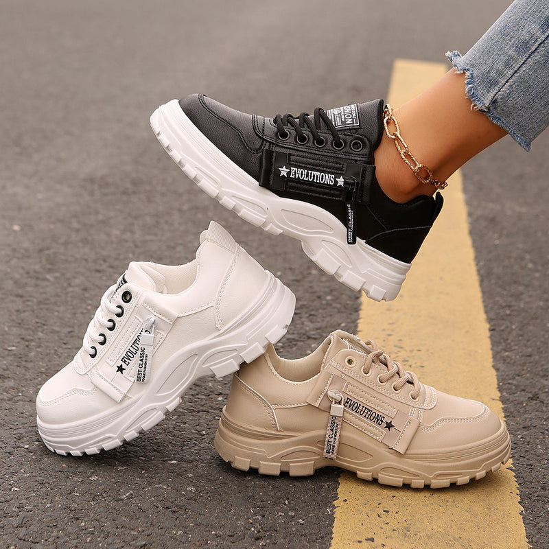 Side-zipper lace-up sneakers, view 3 - MRSLM
