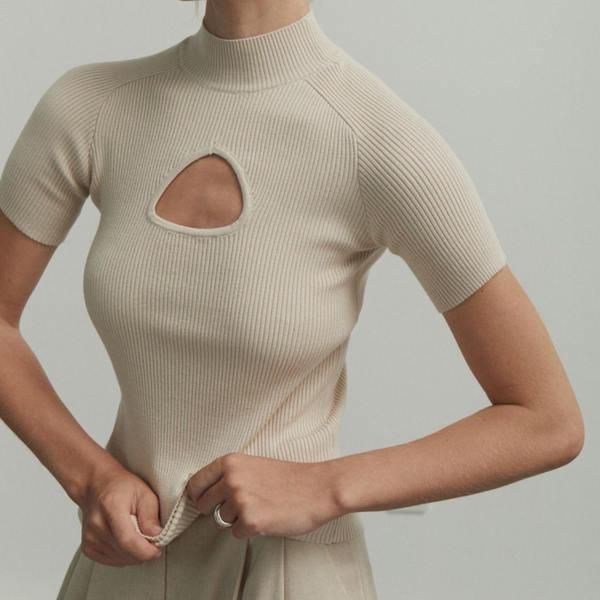 Women's half high collar knitted pullover, view 6 - MRSLM