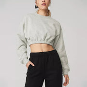 chic cotton cropped hoodie for women, view 5 - MRSLM