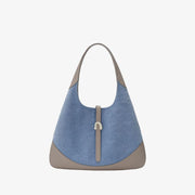 triangle denim shoulder tote, view 3 - MRSLM