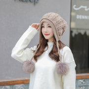 women's winter knitted hat with pom-pom, view 3 - MRSLM