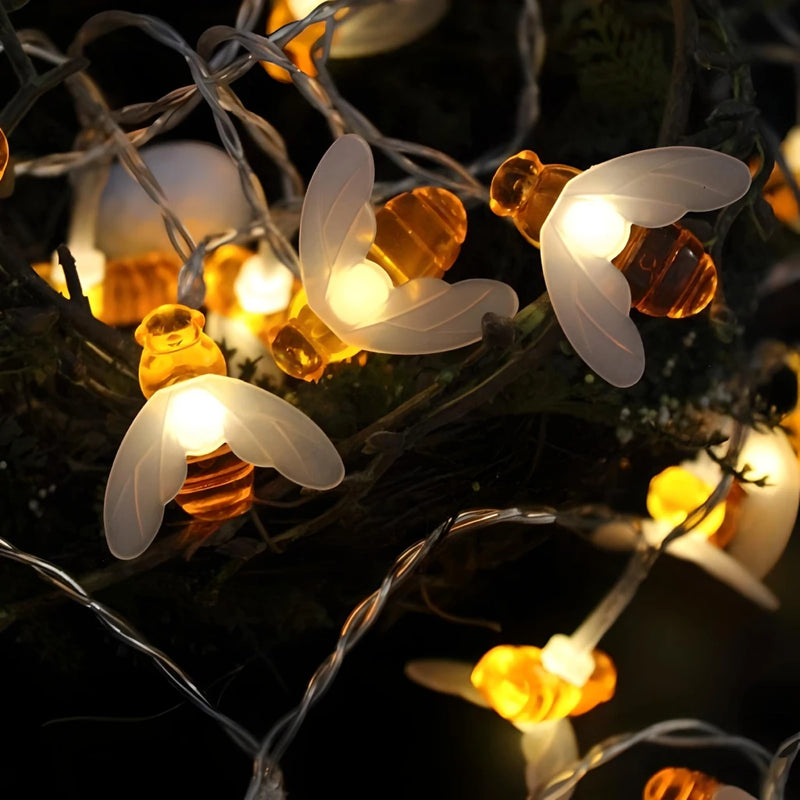solar-powered honey bee string lights, view 4 - MRSLM