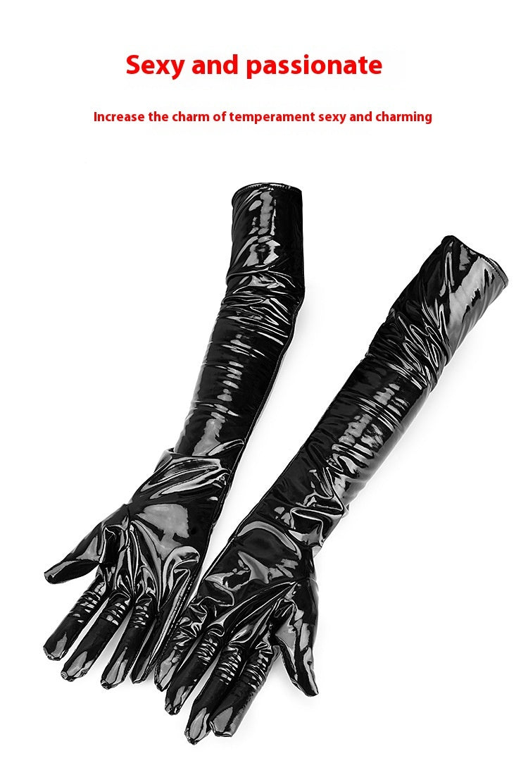 black leather performance gloves, view 9 - MRSLM