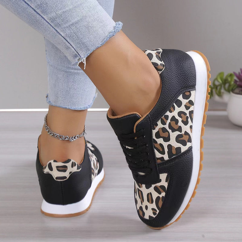 leopard print lace-up sneakers, view 6 - MRSLM