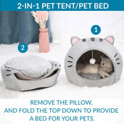 cozy cat bed cave, view 5 - MRSLM