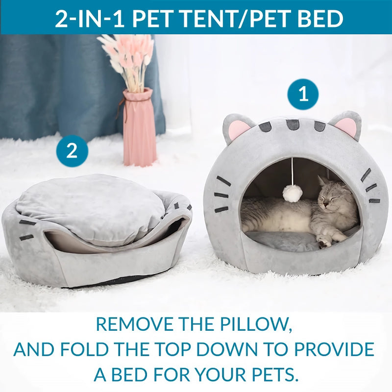 cozy cat bed cave, view 5 - MRSLM