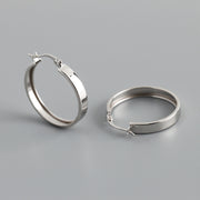 women's wide flat round hoop earrings, view 4 - MRSLM