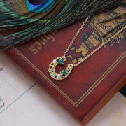 lucky horseshoe zircon necklace, view 3 - MRSLM