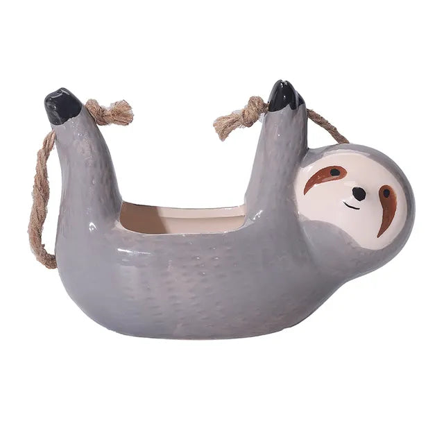ceramic cartoon animal hanging plant pot, view 3 - MRSLM