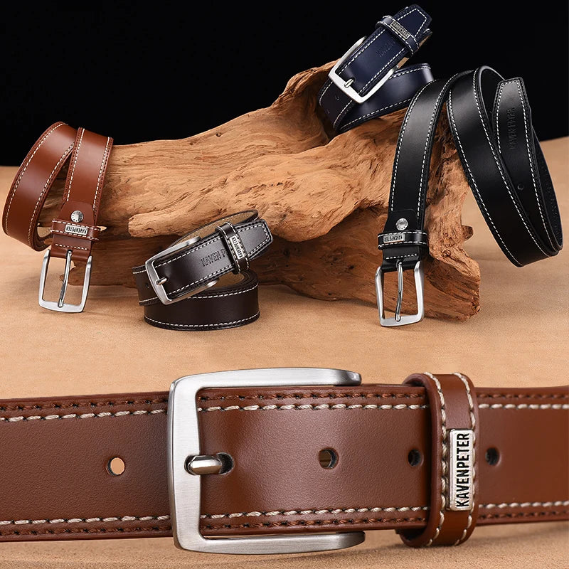 men's genuine cowskin leather belt, view 7 - MRSLM