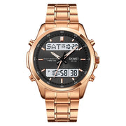 men's double display steel watch, view 2 - MRSLM