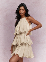 strapless ruffle trim midi dress, view 8 - MRSLM